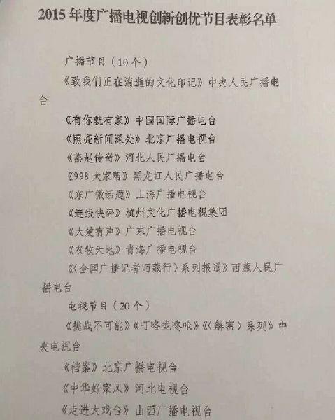 广电总局表彰《男子汉》《挑战不可能》等节目