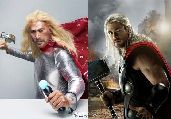 徐锦江COS雷神相似度爆表 手拿小锤眼神犀利